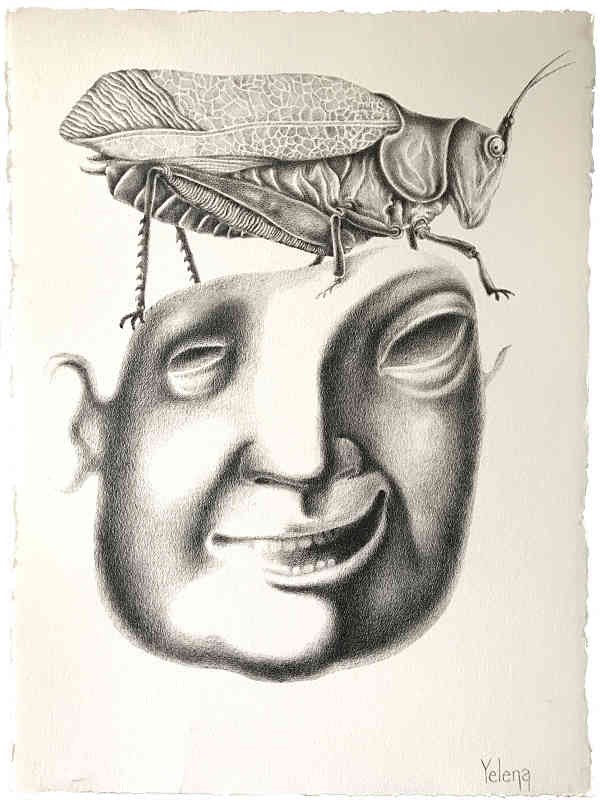 Expressions I — pen on rough paper by Yelena Revis