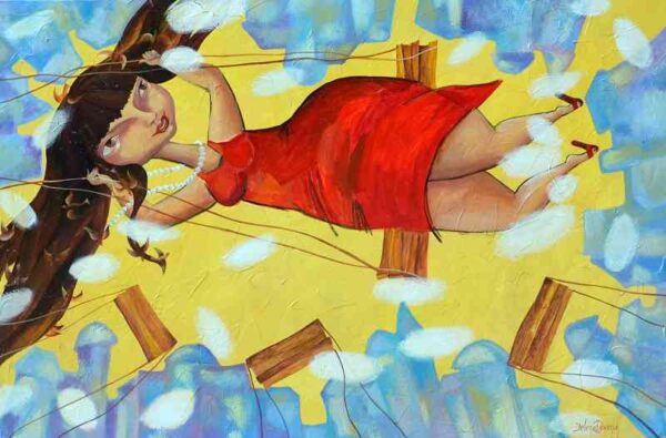 All upside down — acrylic on canvas by Yelena Revis
