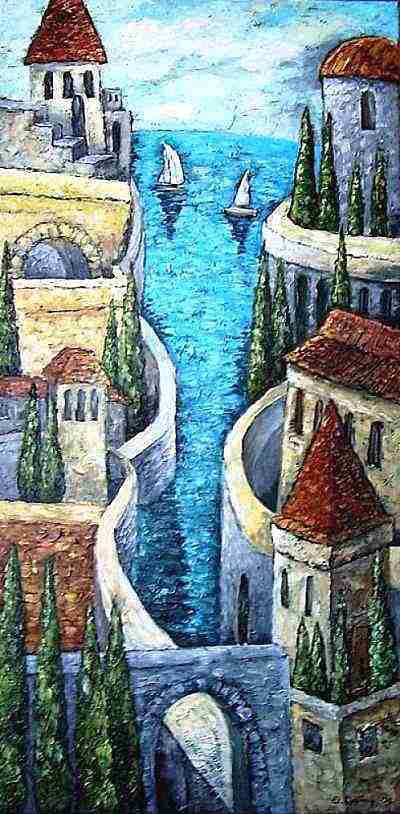 Ancient walls — acrylic on canvas by Yelena Revis