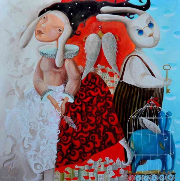 Angel on holidays — oil on canvas by Yelena Revis