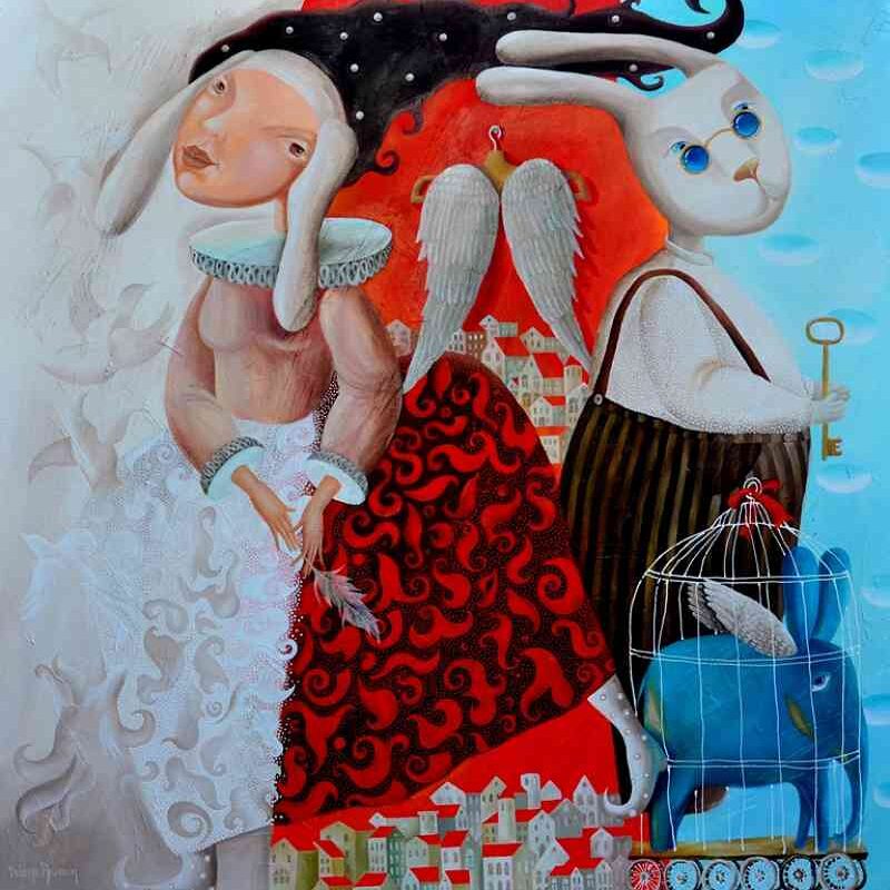 Angel on holidays — oil on canvas by Yelena Revis