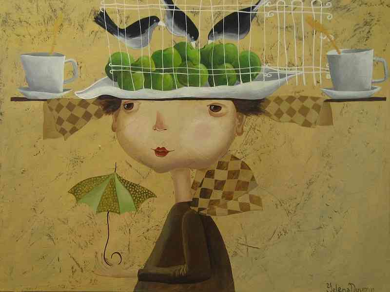 Apple king in waiting — acrylic on canvas by Yelena Revis