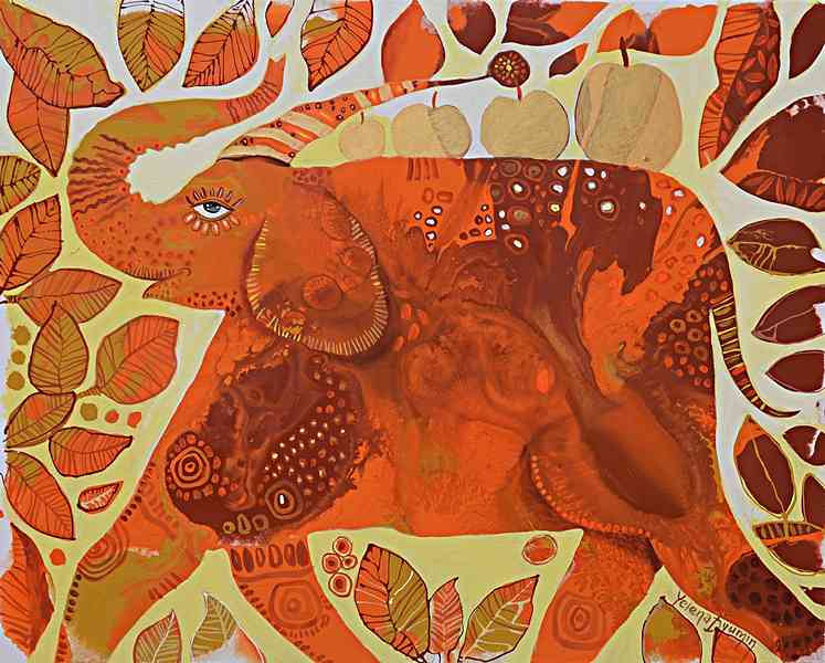 Apple picking — acrylic on canvas by Yelena Revis