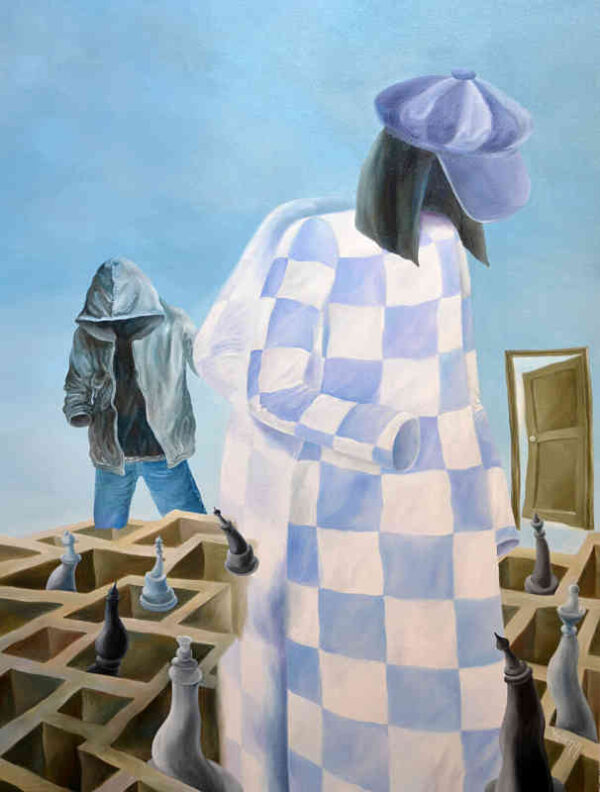 Faceless - checkmate — oil on canvas by Yelena Revis