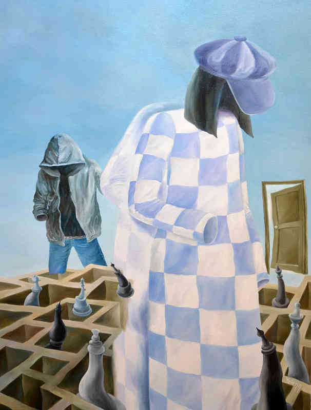 Faceless - checkmate — oil on canvas by Yelena Revis