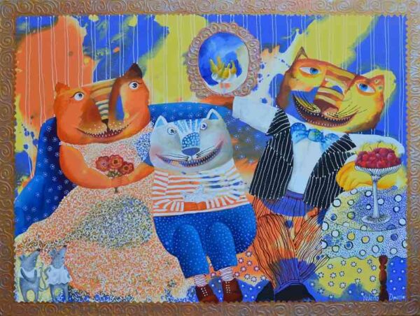Family portrait - Birthday boy — oil and acrylic on canvas by Yelena Revis