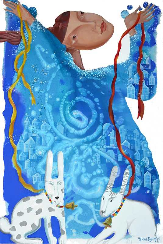 Fantasy swirl — acrylic on canvas by Yelena Revis
