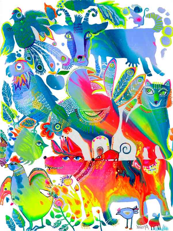 Fiery zodiac — oil and acrylic on canvas by Yelena Revis