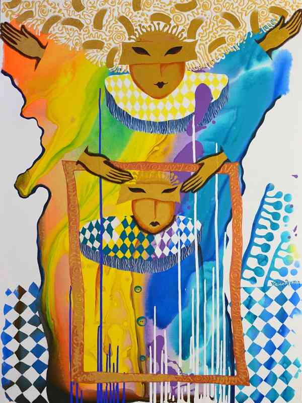 Golden Masquerade — acrylic on canvas by Yelena Revis