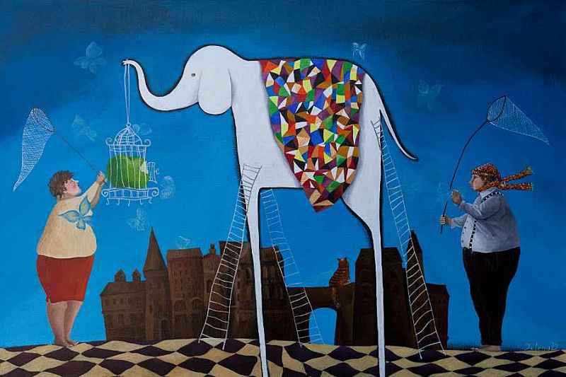 How to Catch a Butterfly — acrylic on canvas by Yelena Revis
