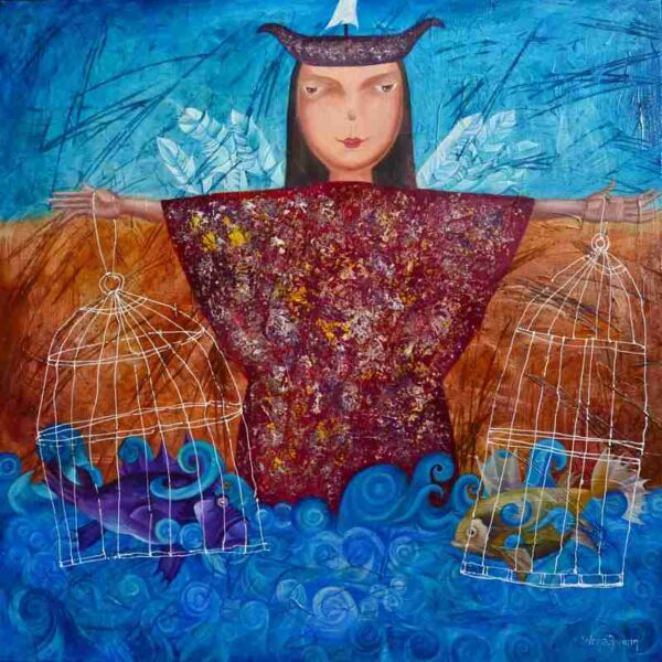 Lucky catch — oil on canvas by Yelena Revis
