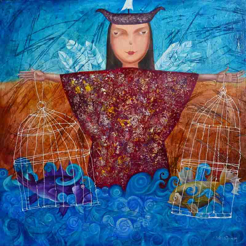 Lucky catch — oil on canvas by Yelena Revis