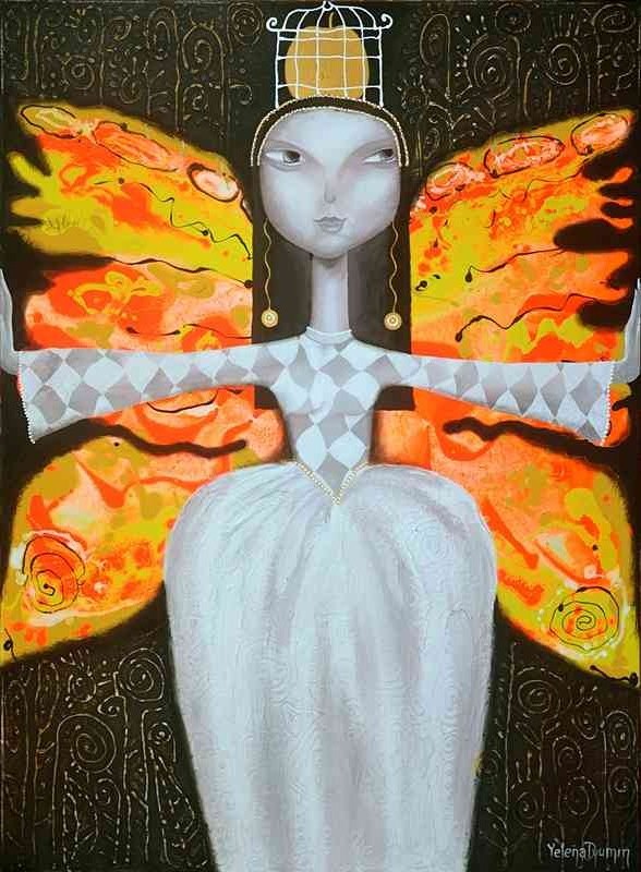 Mademoiselle butterfly — acrylic on canvas by Yelena Revis