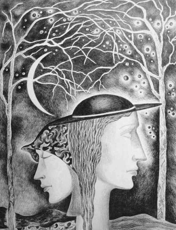 Moon Vision II — pencil on paper by Yelena Revis