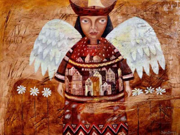 My angel is here — oil on canvas by Yelena Revis