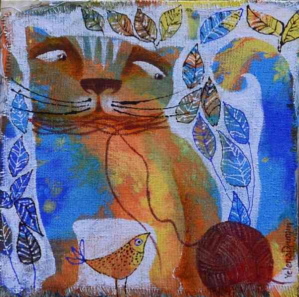 New toy — mixed media on canvas by Yelena Revis