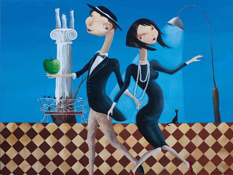 Night Twist — acrylic on canvas by Yelena Revis