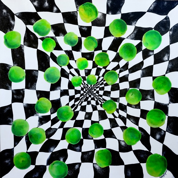 Perpetual motion — oil and ink on canvas by Yelena Revis