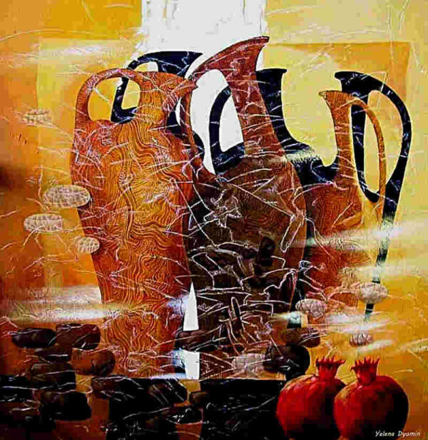 Pomegranates — acrylic on canvas by Yelena Revis