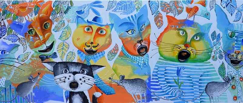 Spring choir — acrylic and drawing on canvas by Yelena Revis