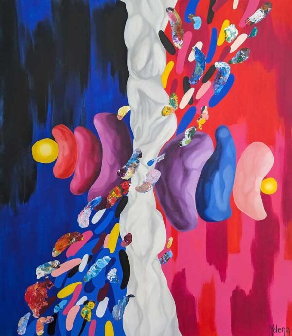 Stardust Cascade — mixed media on canvas by Yelena Revis