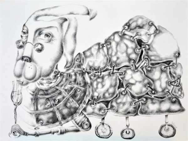 Tasting — pen on rough paper by Yelena Revis
