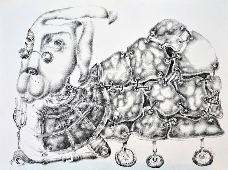 Tasting — pen on rough paper by Yelena Revis