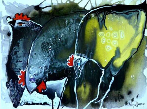 Trio — acrylic on canvas by Yelena Revis