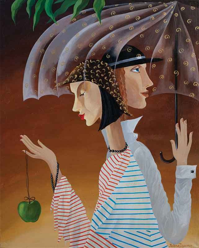 Under the rain — acrylic on canvas by Yelena Revis