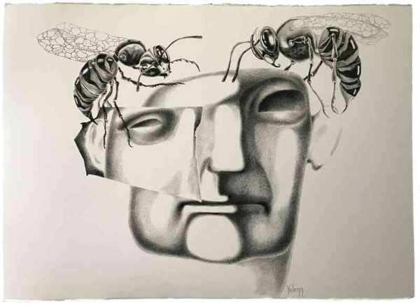 Expressions IV — pen on rough paper by Yelena Revis