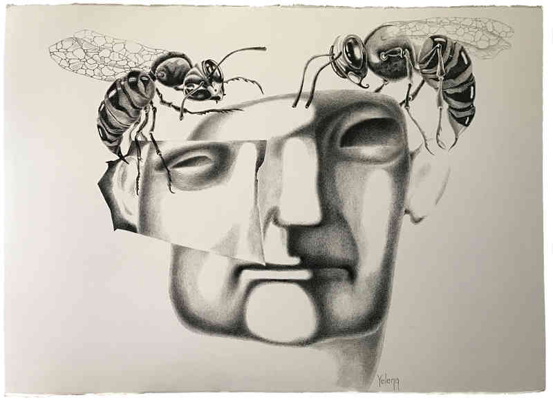 Expressions IV — pen on rough paper by Yelena Revis