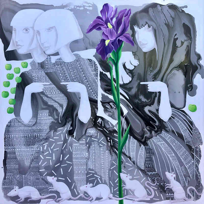 Its not me its her — oil and acrylic on canvas by Yelena Revis