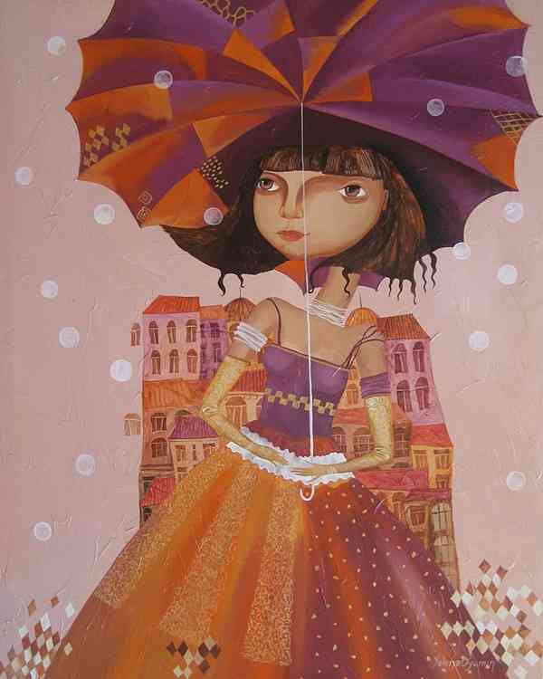 Umbrella girl — acrylic on canvas by Yelena Revis