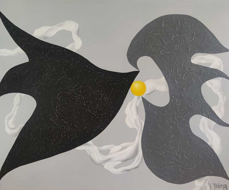 Aerial Dance — acrylic and oil on canvas by Yelena Revis