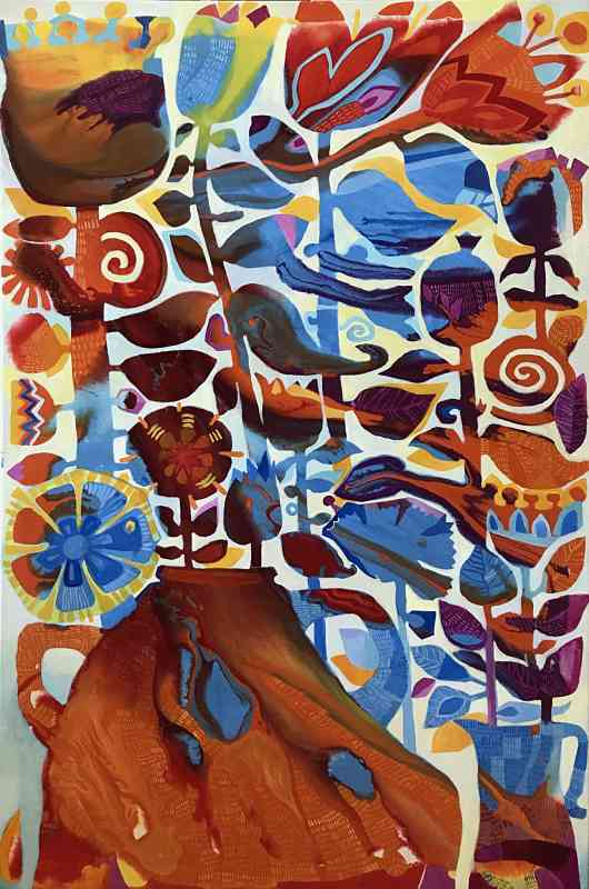Autumn bouquet I — oil and acrylic on canvas by Yelena Revis