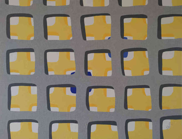 Behind the windows — acrylic on canvas by Yelena Revis