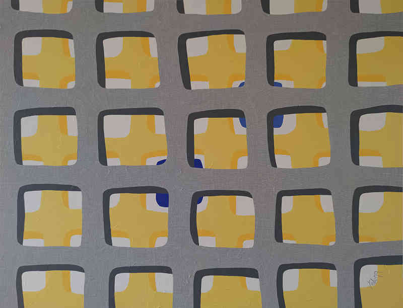 Behind the windows — acrylic on canvas by Yelena Revis