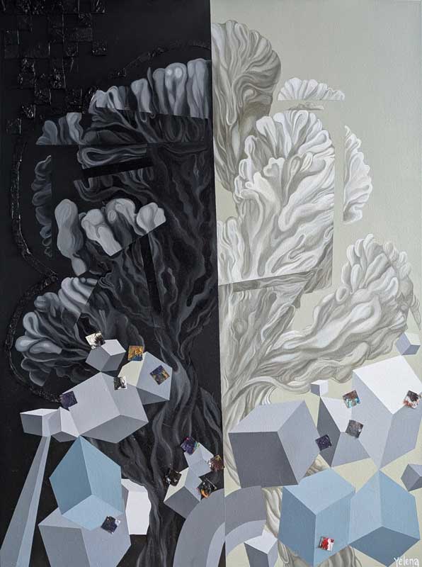 Bifurcation — acrylic and oil on canvas by Yelena Revis