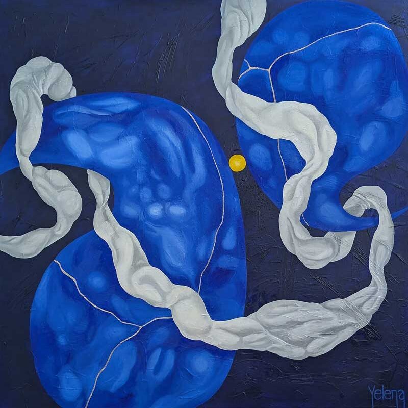 Cobalt Dreamscape — mixed media on canvas by Yelena Revis