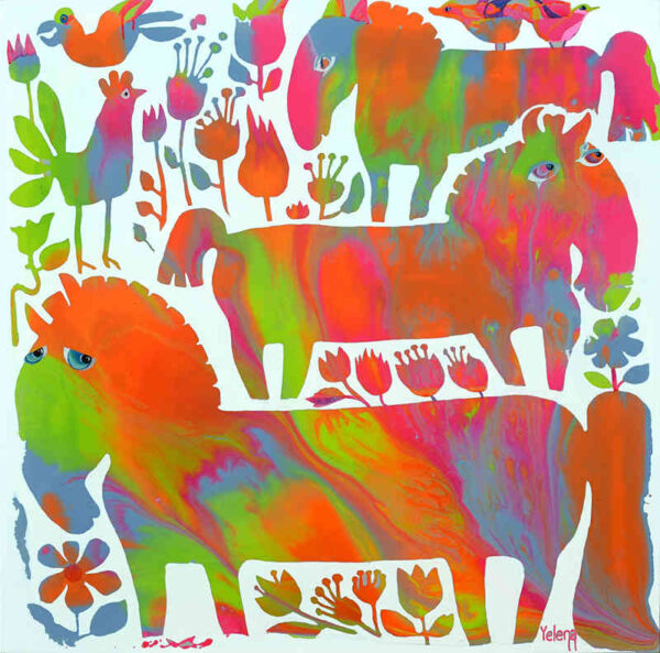 Constellation of the wild horses — oil and acrylic on canvas by Yelena Revis
