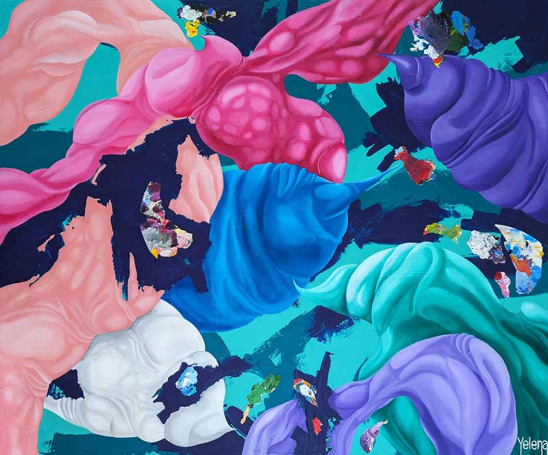 Dance of Blues — acrylic & oil on canvas by Yelena Revis