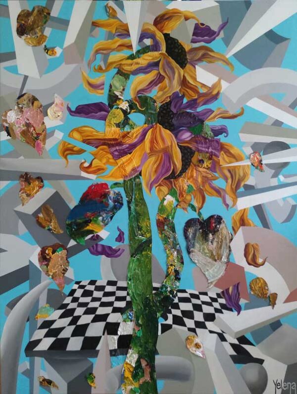 Euphoric Implosion — acrylic and oil on canvas by Yelena Revis