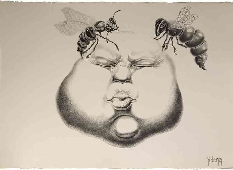 Expressions VI — pen on rough paper by Yelena Revis