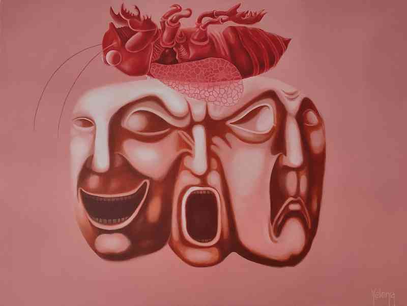 Faces and Masks II — oil on canvas by Yelena Revis
