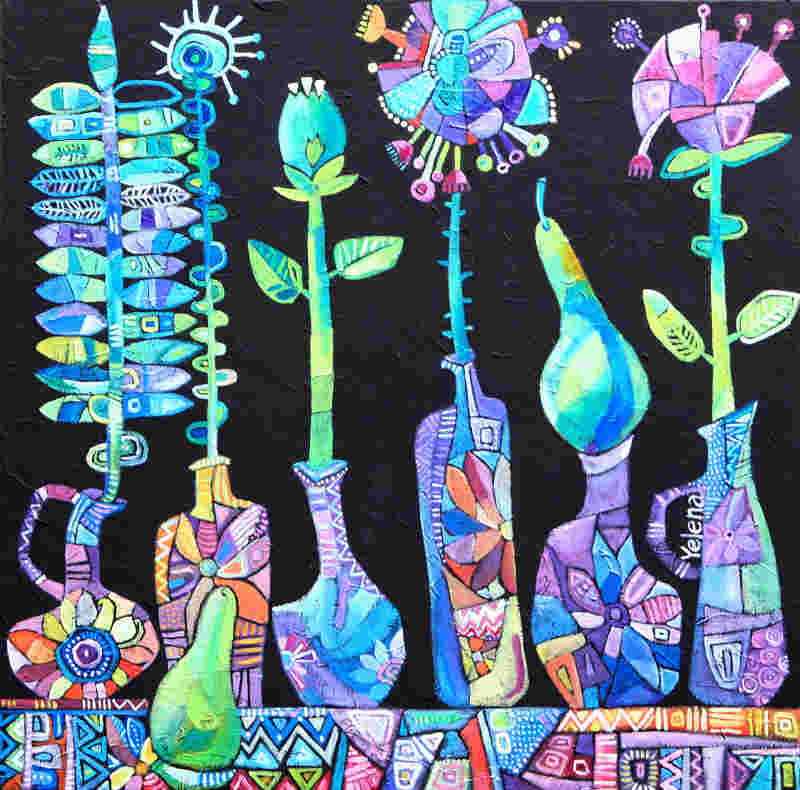 Floral night blues II — oil on canvas by Yelena Revis