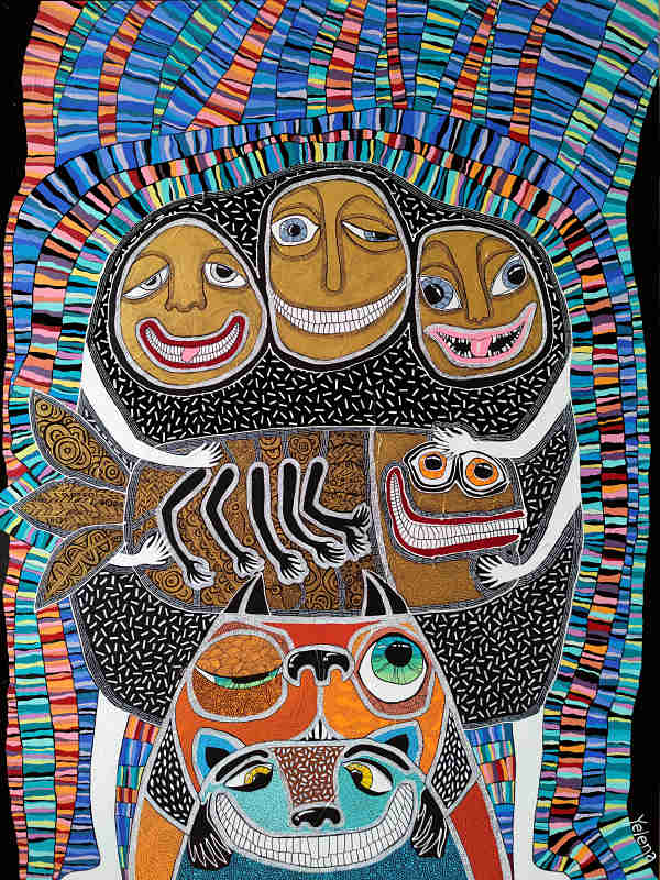 Following sophistication — acrylic and ink pen on canvas by Yelena Revis