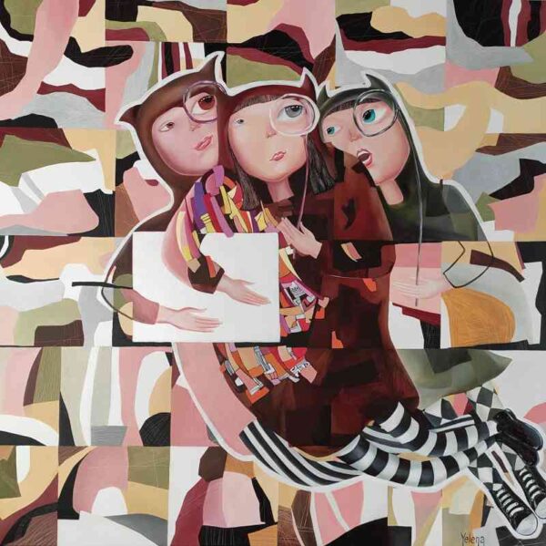 Looking through magnifying glass II — oil on canvas by Yelena Revis