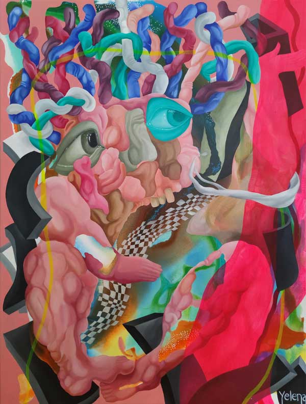 Medusa Gordon — acrylic and oil on canvas by Yelena Revis