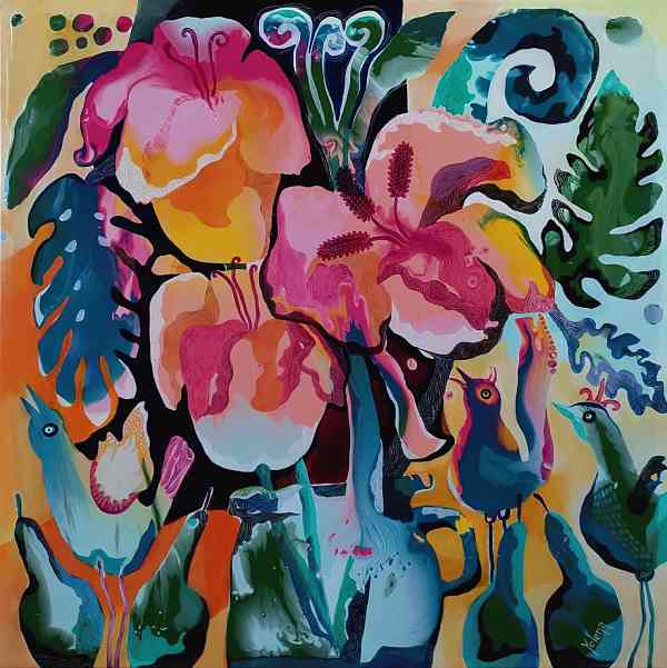 Morning joy — oil and acrylic on canvas by Yelena Revis