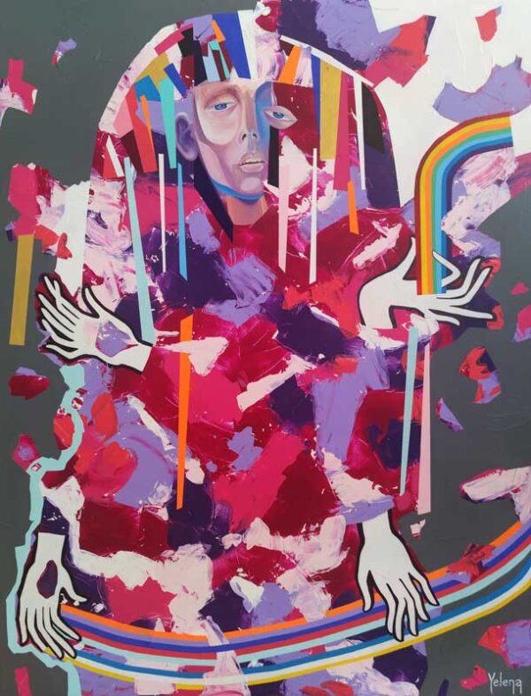 Pharaoh — acrylic, oil and ink pen on canvas by Yelena Revis